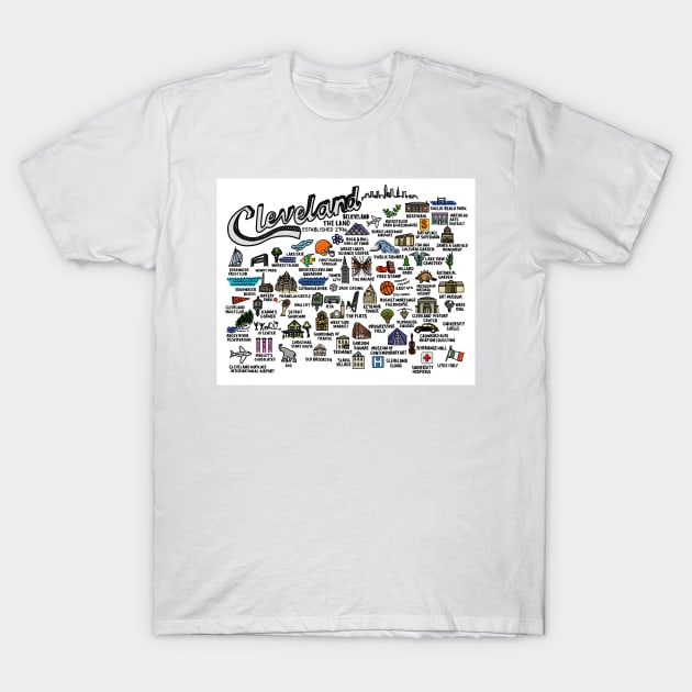 Cleveland Ohio Map Art T-Shirt by fiberandgloss